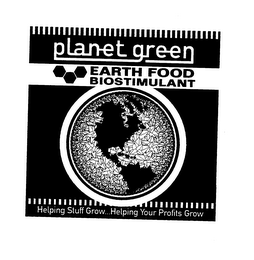PLANET GREEN EARTH FOOD BIOSTIMULANT HELPING STUFF GROW... HELPING YOUR PROFITS GROW logo
