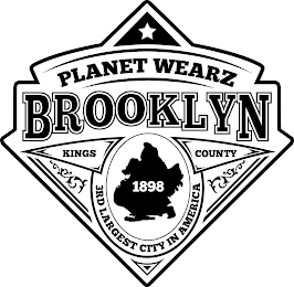 PLANET WEARZ BROOKLYN KINGS COUNTY 18983RD LARGEST CITY IN AMERICA logo