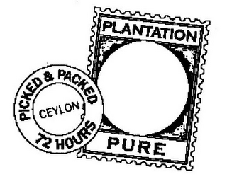 PLANTATION PURE PICKED & PACKED CEYLON 72 HOURS logo
