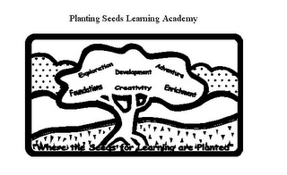 PLANTING SEEDS LEARNING ACADEMY "WHERE THE SEEDS FOR LEARNING ARE PLANTED EXPLORATION FOUNDATIONS DEVELOPMENT CREATIVITY ADVENTURE ENRICHMENT logo