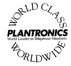 PLANTRONICS WORLD CLASS WORLDWIDE WORLD LEADER IN TELEPHONE HEADSETS logo