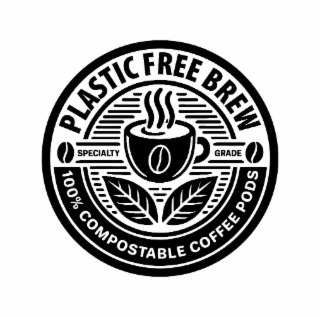 PLASTIC FREE BREW SPECIALTY GRADE COFFEE 100% COMPOSTABLE PODS logo