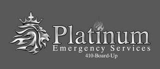 PLATINUM EMERGENCY SERVICES 410-BOARD-UP logo
