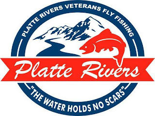 PLATTE RIVERS PLATTE RIVERS VETERANS FLY FISHING "THE WATER HOLDS NO SCARS" logo