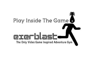 PLAY INSIDE THE GAME EXERBLAST THE ONLY VIDEO GAME INSPIRED ADVENTURE GYM logo