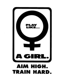 PLAY LIKE A GIRL. AIM HIGH. TRAIN HARD. logo