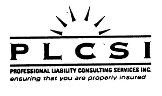 PLCSI PROFESSIONAL LIABILITY CONSULTING SERVICES INC. ENSURING THAT YOU ARE PROPERLY INSURED logo