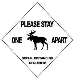 PLEASE STAY ONE APART SOCIAL DISTANCING REQUIRED logo