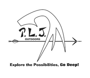 P.L.J. OUTDOORS EXPLORE THE POSSIBILITIES, GO DEEP! logo
