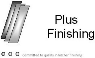 PLUS FINISHING COMMITTED TO QUALITY IN LEATHER FINISHING logo