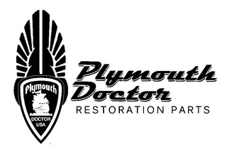 PLYMOUTH DOCTOR R E S T O R A T I O N P A R T S PLYMOUTH DOCTOR USA logo