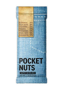 POCKET NUTS SUPER SEVEN MIX NET WT: 1.25OZ (35G) ALMONDS 25% HAZELNUTS 20% CASHEWS 15%PECANS 10% PISTACHIOS 10% BRAZIL NUTS 10% MACADAMIA 10% logo
