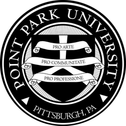 POINT PARK UNIVERSITY PRO ARTE PRO COMMUNITATE PRO PROFESSIONE PITTSBURGH, PA logo