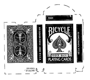 POKER BICYCLE RIDER BACK PLAYING CARDS AIR CUSHION FINISH MADE IN U.S.A. THE U.S. PLAYING CARD CO. POKER 808 logo