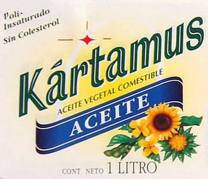 POLI-INSATURADO SIN COLESTEROL KÁRTAMUS ACEITE VEGETAL COMESTIBLE ACEITE CONT. NETO 1 LITRO logo
