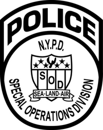 POLICE N.Y.P.D. SOD SEA · LAND · AIR SPECIAL OPERATIONS DIVISION logo
