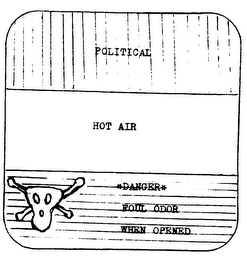 POLITICAL HOT AIR *DANGER* FOUL ODOR WHEN OPENED logo