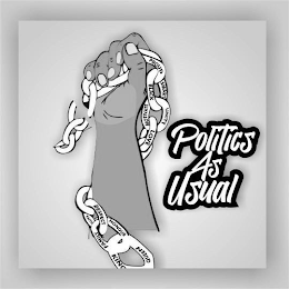 POLITICS AS USUAL PROUD SMART BLACK UNITY MOTIVATE LOVE RESPECT FAITH HONOUR FAMILY QUEEN KING logo