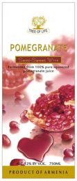 POMEGRANATE TREE OF LIFE SEMI-SWEET WINE FERMENTED FROM 100% PURE SQUEEZED POMEGRANTE JUICE ALC. 12% BY VOL. 750ML PRODUCT OF ARMENIA logo