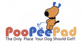 POOPEEPADS THE ONLY PLACE YOUR DOG SHOULD GO!!! logo