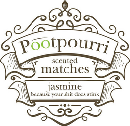 POOTPOURRI SCENTED MATCHES JASMINE BECAUSE YOUR SHIT DOES STINK logo