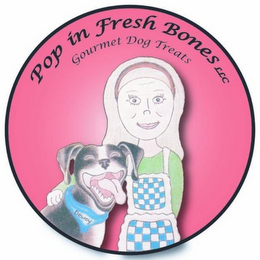 POP IN FRESH BONES LLC, GOURMET DOG TREATS, DEWEY logo