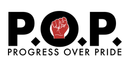 P.O.P. PROGRESS OVER PRIDE logo