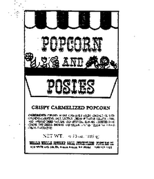 POPCORN AND POSIES CRISPY CARMELIZED POPCORN logo