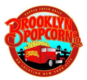 POPPED FRESH DAILY BROOKLYN POPCORN CO.BROOKLYN POPCORN CO. ON LOCATION NEW YORK CITY logo