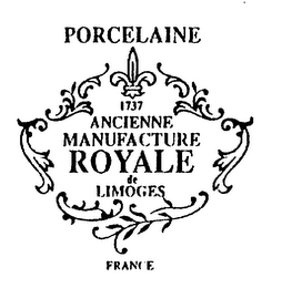 PORCELAINE 1737 ANCIENNE MANUFACTURE ROYALE DE LIMOGES FRANCE logo
