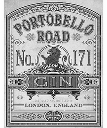 PORTOBELLO ROAD NO. 171 LONDON DRY GIN DISTILLED AND BOTTLED IN LONDON, ENGLAND logo