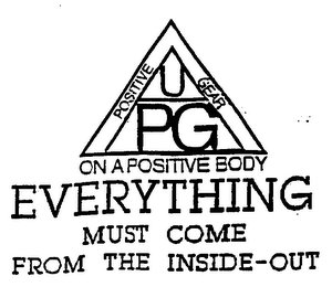 POSITIVE GEAR UPG ON A POSITIVE BODY EVERYTHING MUST COME FROM THE INSIDE OUT logo
