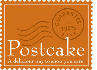 POSTCAKE - A DELICIOUS WAY TO SHOW YOU CARE! GUARANTEE 100% logo