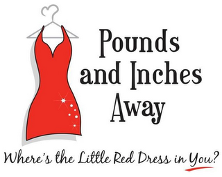 POUNDS AND INCHES AWAY WHERE'S THE LITTLE RED DRESS IN YOU logo