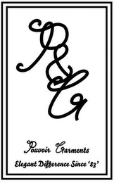 POUVOIR GARMENTS P&G A ELEGANT DIFFERENCE SINCE '83' logo