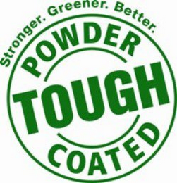 POWDER COATED TOUGH. STRONGER. GREENER. BETTER. logo