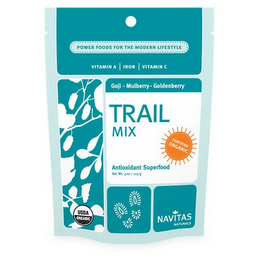 POWER FOODS FOR THE MODERN LIFESTYLE VITAMIN A IRON VITAMIN C GOJI - MULBERRY - GOLDENBERRY TRAIL MIX ANTIOXIDENT SUPERFOOD NAVITAS NATURALS CERTIFIED ORGANIC USDA ORGANIC logo