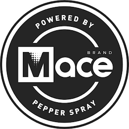 POWERED BY MACE BRAND PEPPER SPRAY logo