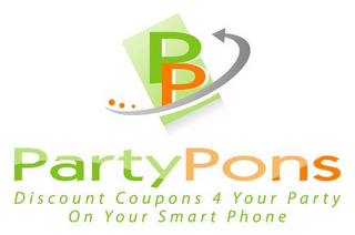 PP PARTYPONS DISCOUNT COUPONS 4 YOUR PARTY ON YOUR SMART PHONE logo