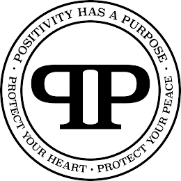 PP ·POSITIVITY HAS A PURPOSE· PROTECT YOUR HEART· PROTECT YOUR PEACE logo