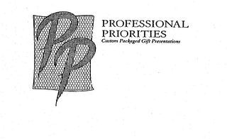PP PROFESSIONAL PRIORITIES CUSTOM PACKAGED GIFT PRESENTATIONS logo