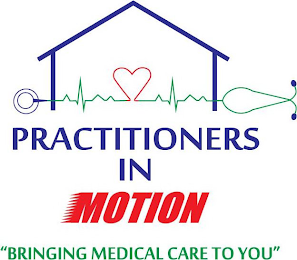 PRACTITIONERS IN MOTION "BRINGING MEDICAL CARE TO YOU" logo