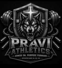 PRAVI ATHLETICS ARMOR ON. PURPOSE FORWARD. EPHESIANS 6:10-18 logo