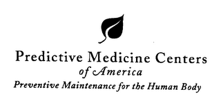 PREDICTIVE MEDICINE CENTERS OF AMERICA PREVENTIVE MAINTENANCE FOR THE HUMAN BODY logo