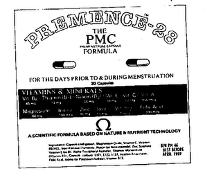 PREMENCE-28 THE PMC PREMENSTRUAL CAPSULE FORMULA logo