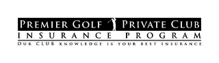 PREMIER GOLF PRIVATE CLUB INSURANCE PROGRAM OUR CLUB KNOWLEDGE IS YOUR BEST INSURANCE logo