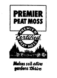 PREMIER PEAT MOSS MAKES SOIL ALIVE GARDENS THRIVE CERTIFIED logo