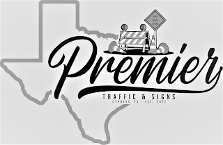 PREMIER TRAFFIC & SIGNS, CYPRESS, TX EST. 2022 ROAD WORK AHEAD logo
