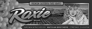 PREMIUM CALIFORNIA TABLE GRAPES ROXIE BRAND GROWN & PACKED BY: MATOIAN BROTHERS - FRESNO, CA 93706 logo