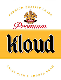 PREMIUM QUALITY LAGER KLOUD PREMIUM KLOUD ENJOY RICH & SMOOTH FOAM logo